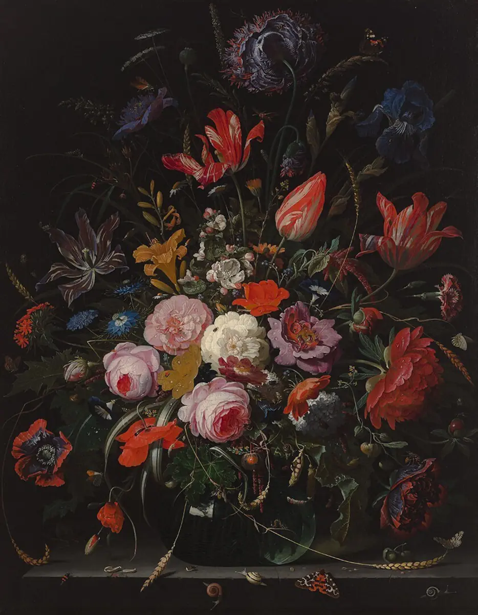 Fleurs dans un vase : la composition de Rotterdam - Abraham Mignon