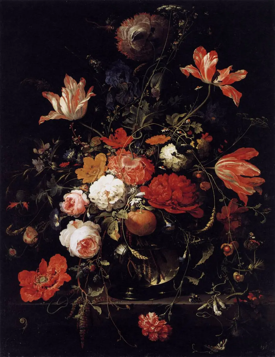 Fleurs et branche d’oranger - Abraham Mignon