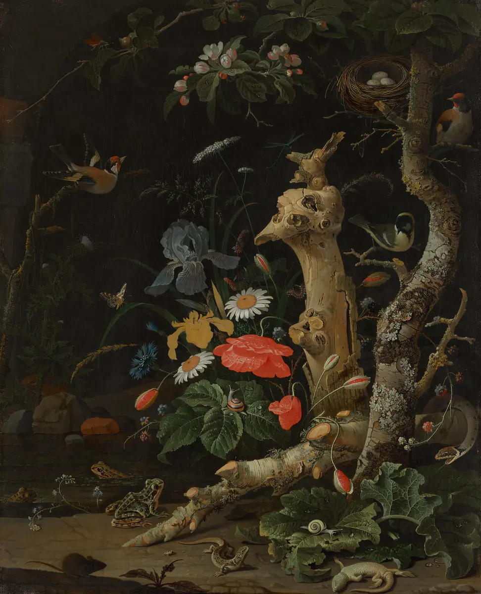 Fleurs et oiseaux des champs - Abraham Mignon
