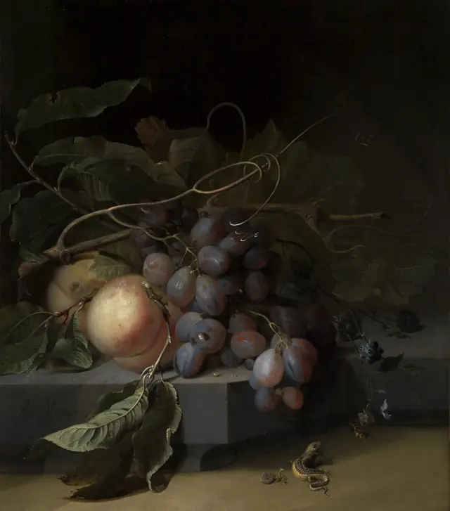Fruits et lézard - Abraham Mignon
