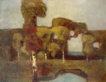 Bouleaux dans la mousse - Adolf Hölzel