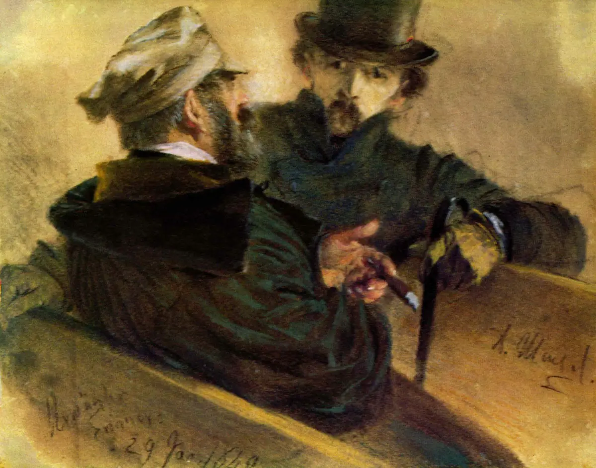 Deux électeurs discutant - Adolph Menzel
