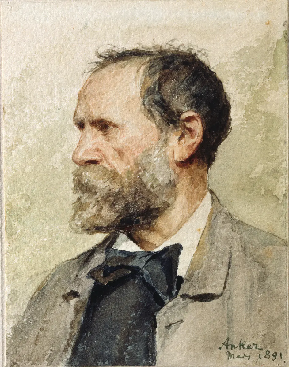 Autoportrait de profil, à gauche - Albert Anker