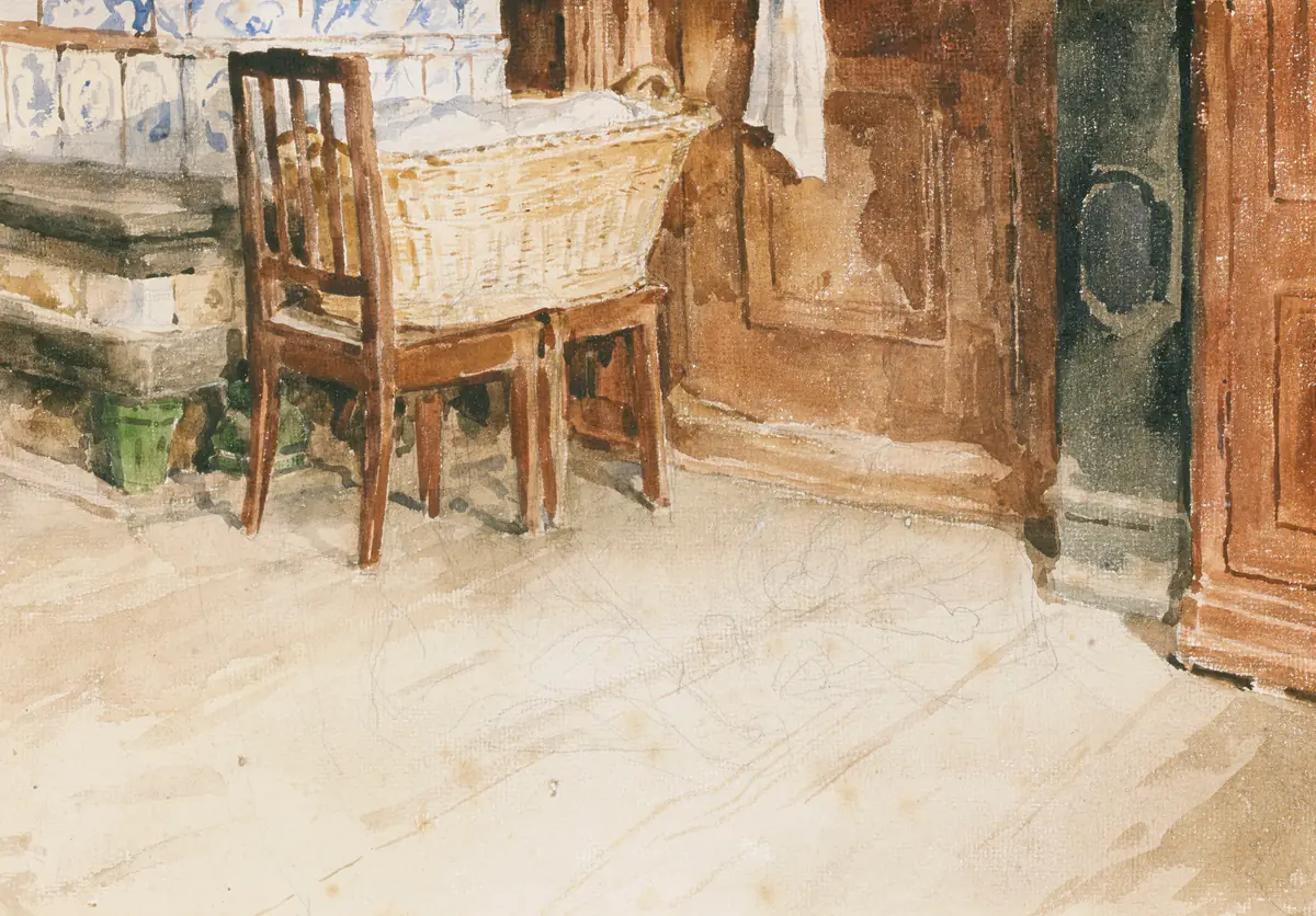 Chambre d'angle avec panier à linge - Albert Anker