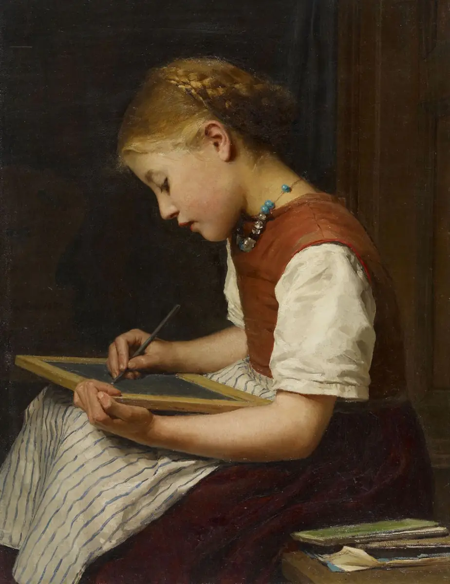 Écolière faisant ses devoirs - Albert Anker