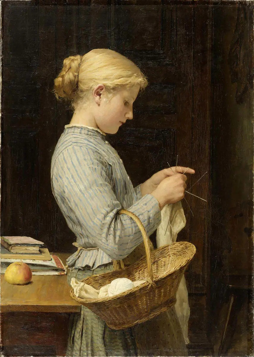 Fille au tricot - Albert Anker