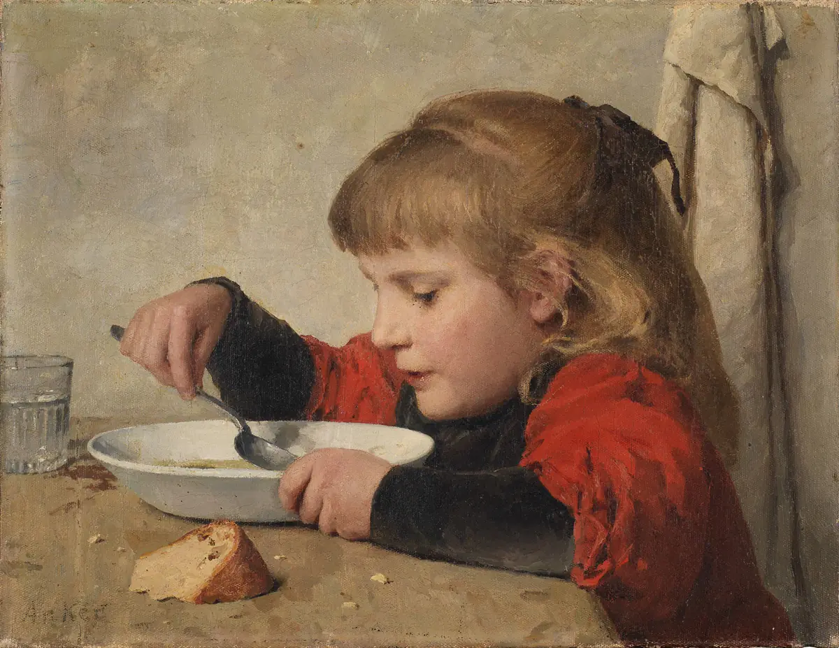 Fille mangeant de la soupe - Albert Anker