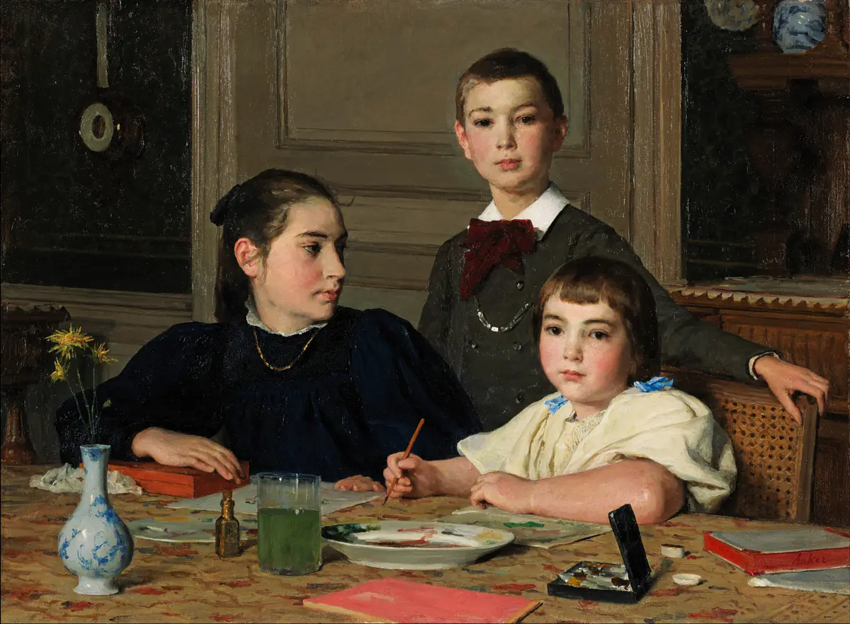 Les frères et sœurs Zaeslin - Albert Anker