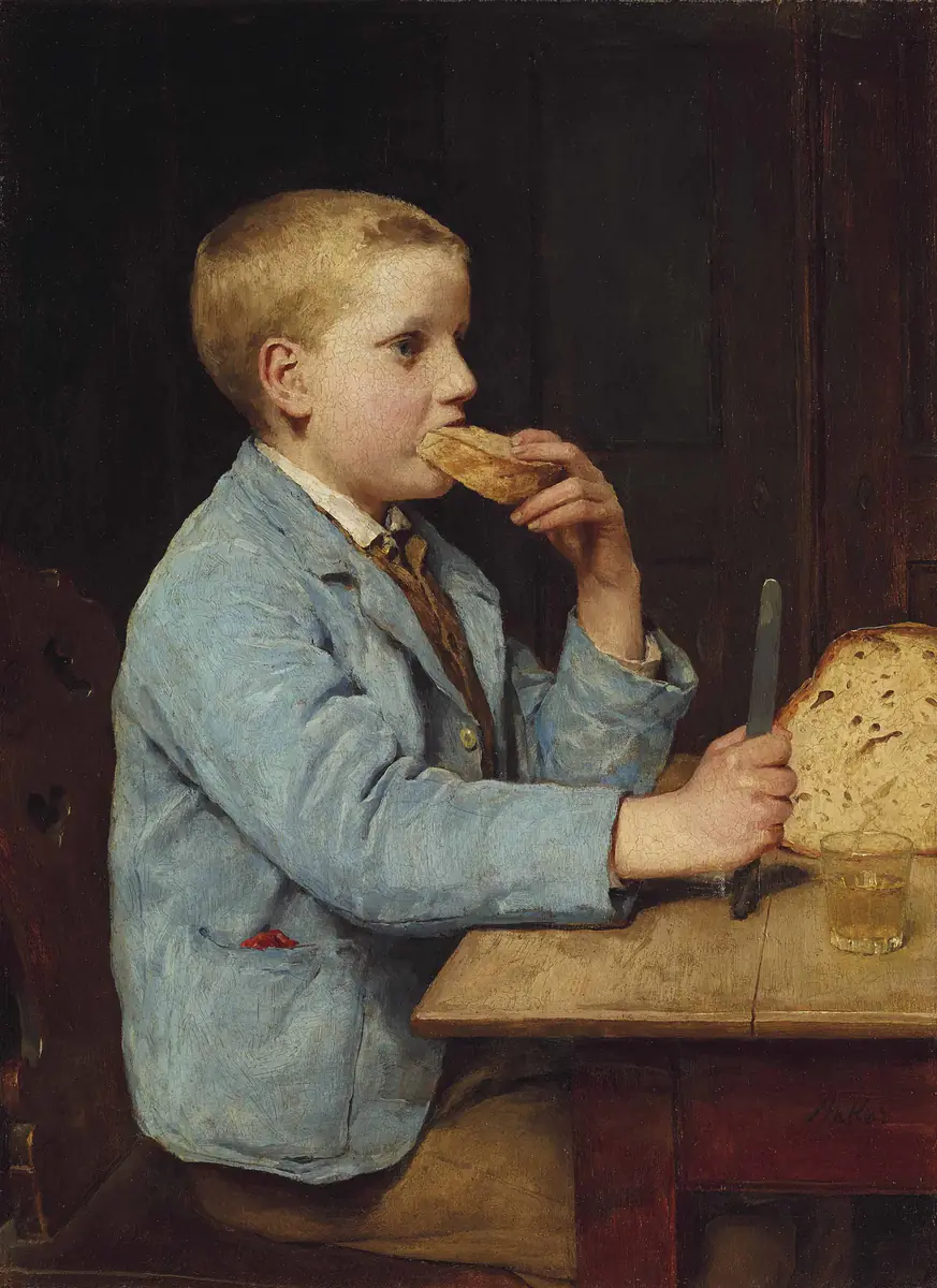 Garçon prenant une collation - Albert Anker