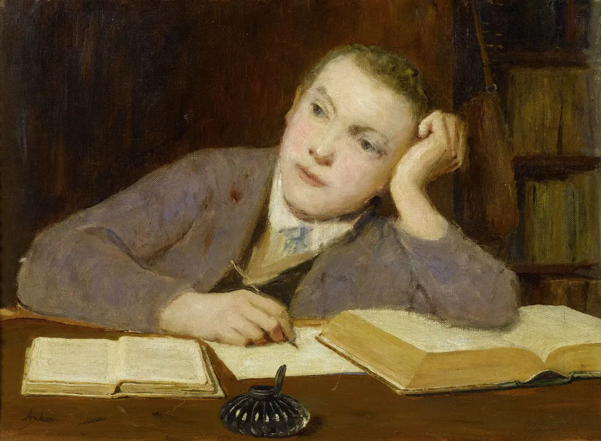 Garçon qui écrit - Albert Anker