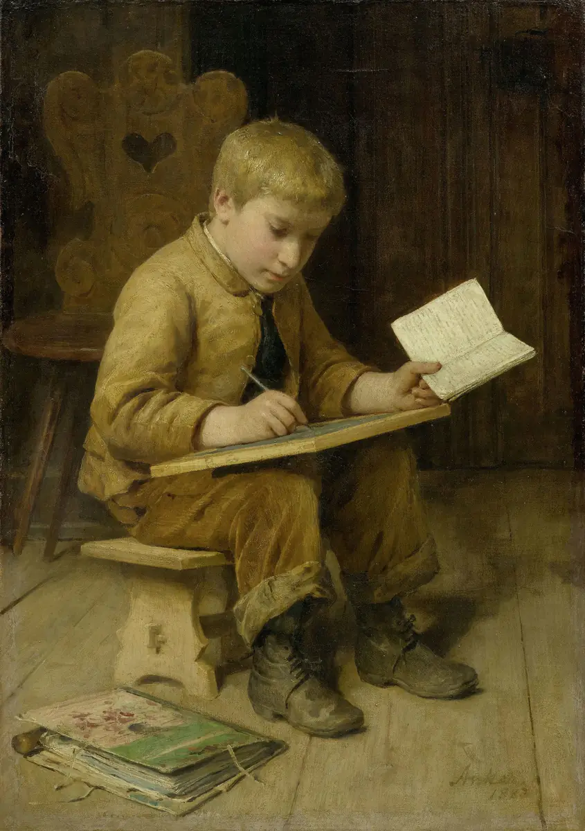 Garçon qui écrit - Albert Anker
