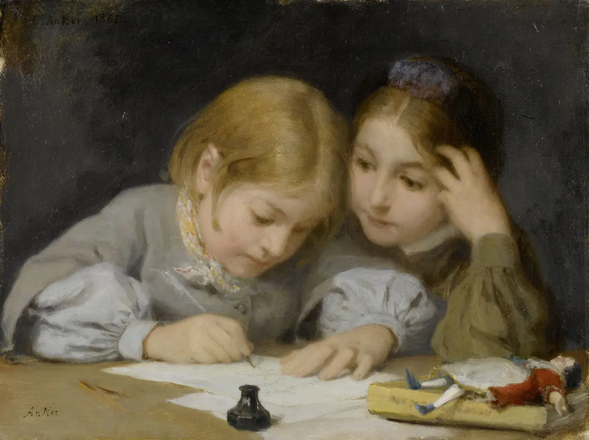 La leçon d'écriture III - Albert Anker