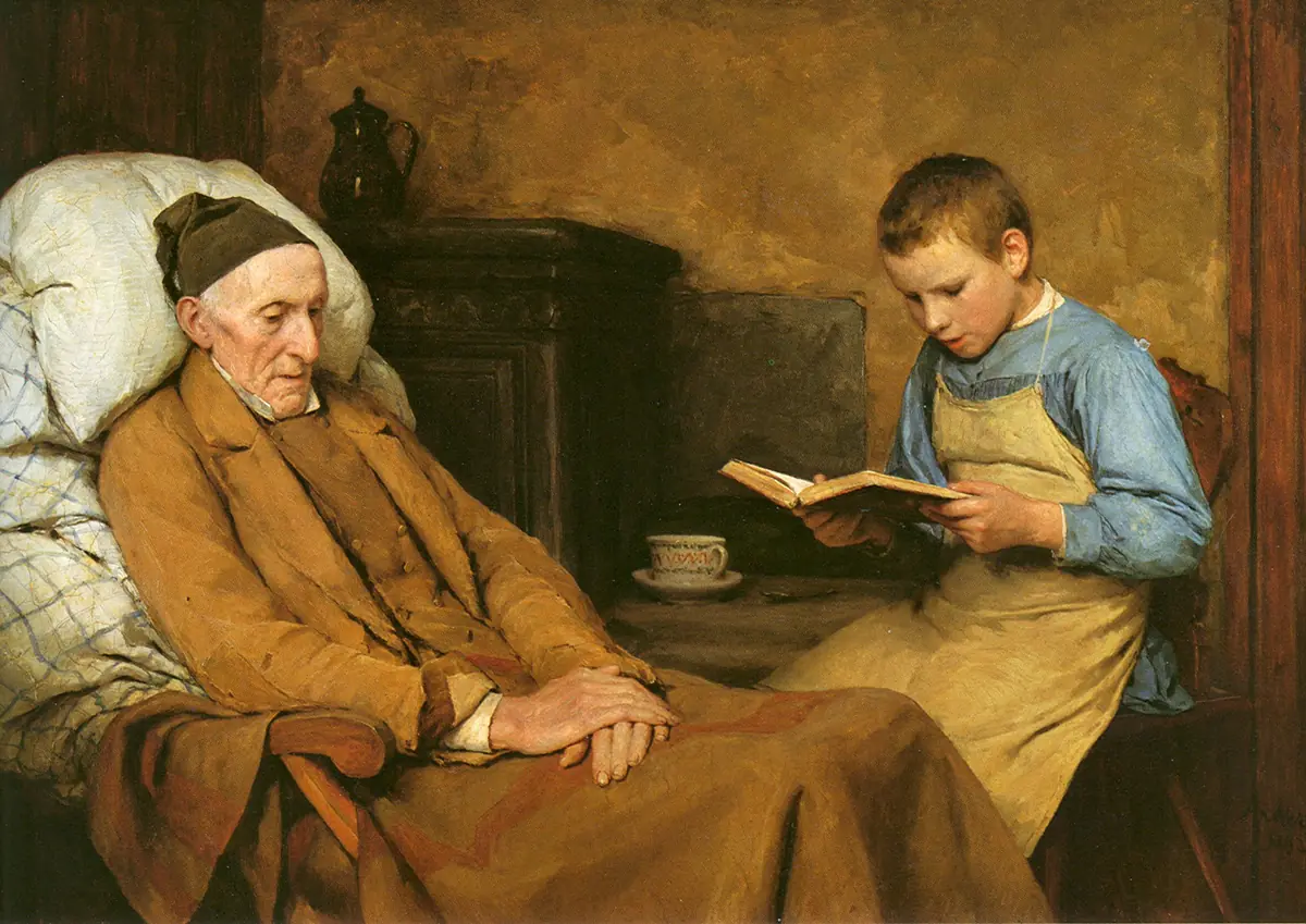 Lire des dévotions à grand-père - Albert Anker