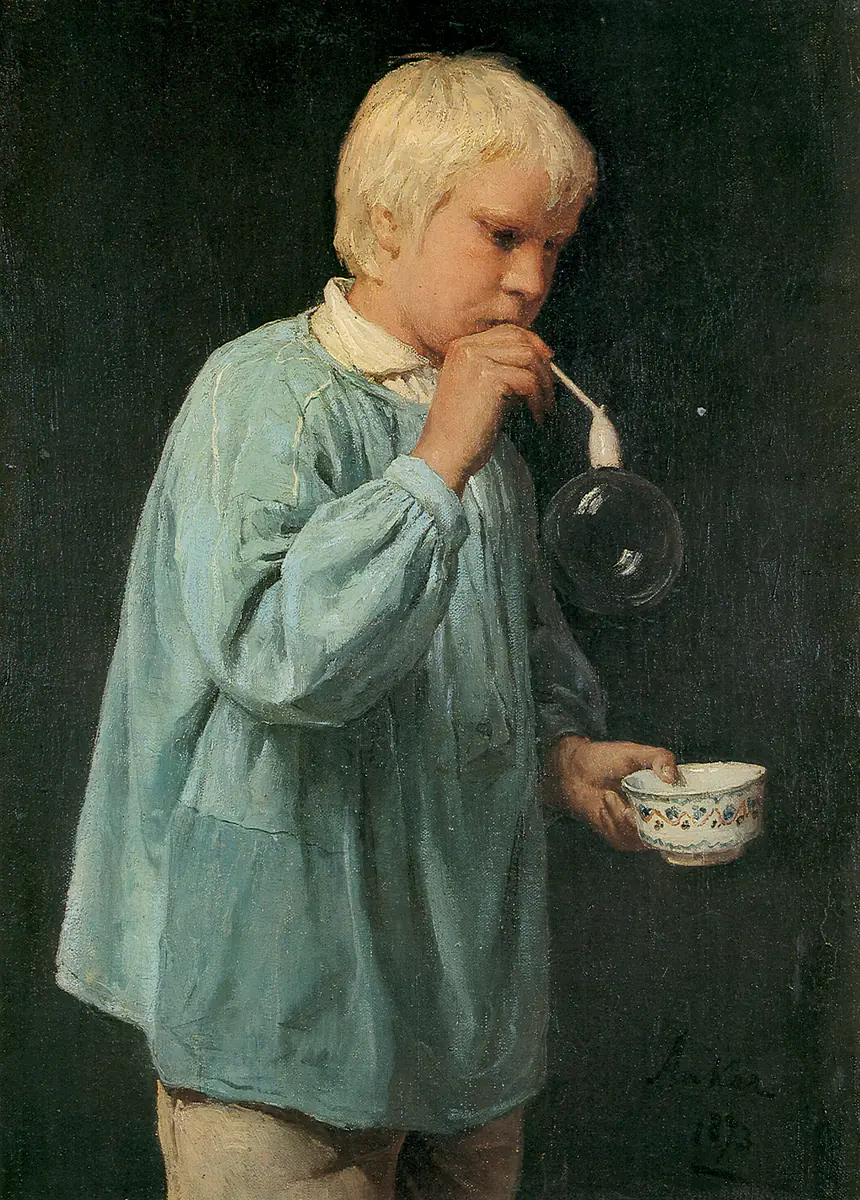 Le souffleur de savon - Albert Anker