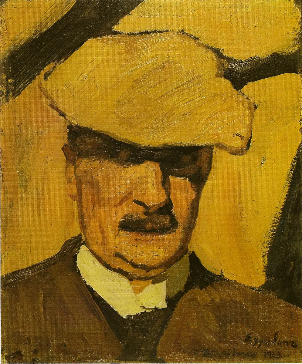 Autoportrait avec une casquette de sport - Albin Egger-Lienz
