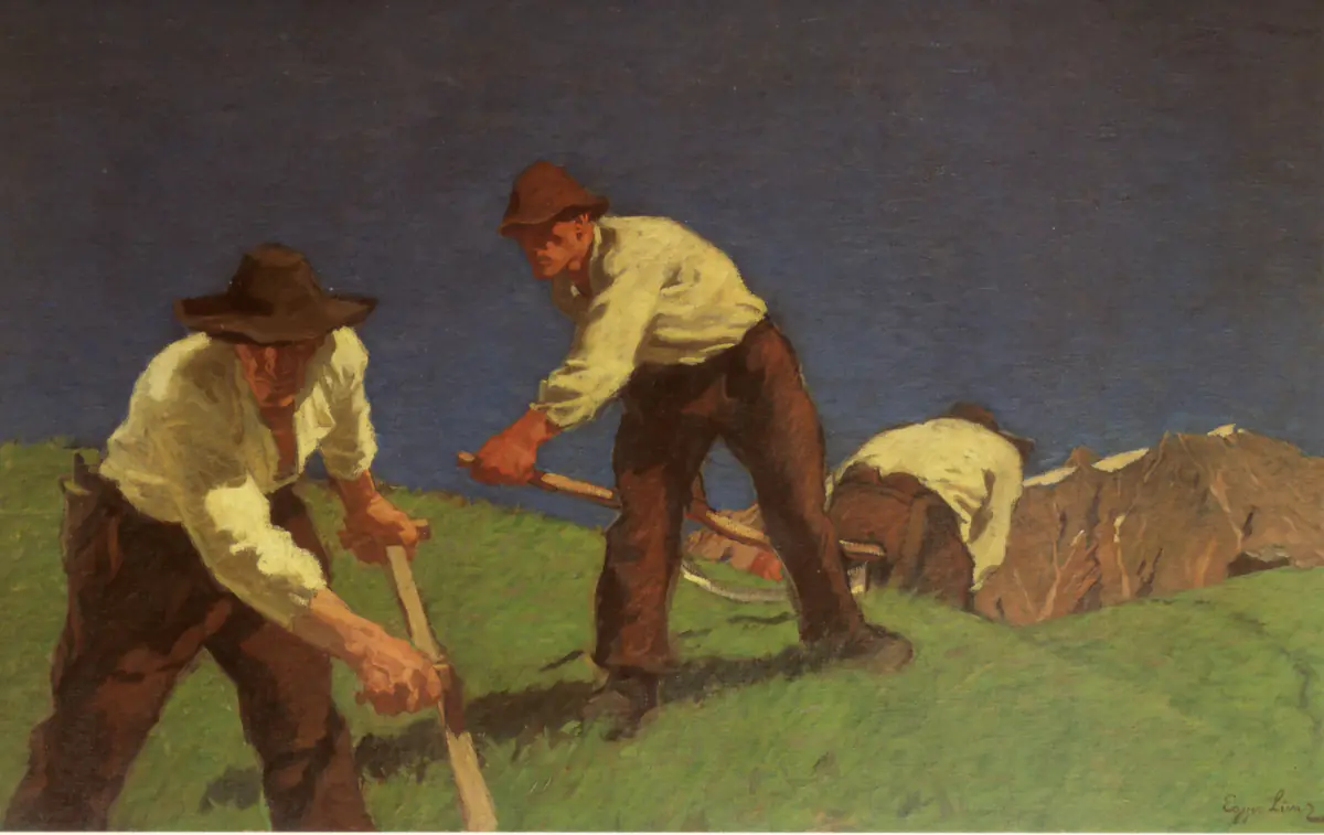 Les tondeuses de montagne (version I.) - Albin Egger-Lienz