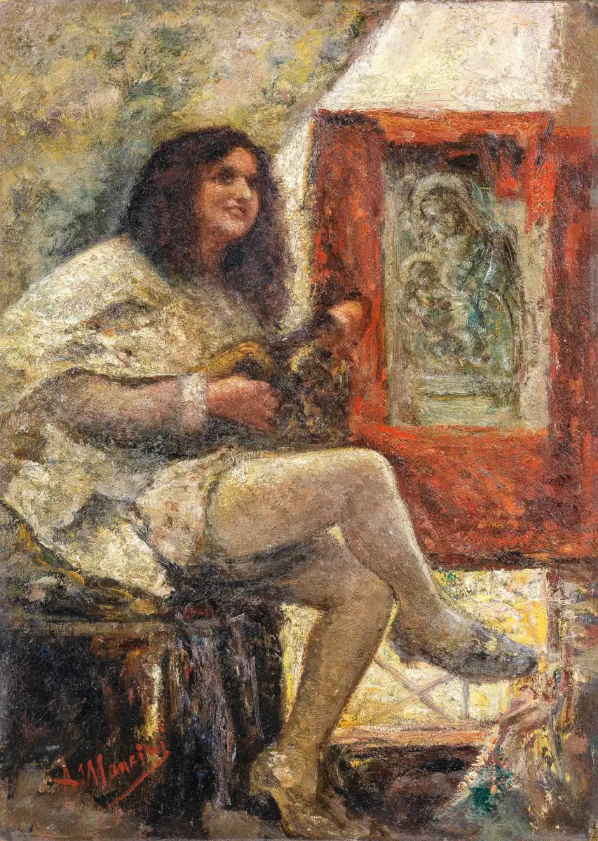 La Joueuse de mandoline - Antonio Mancini