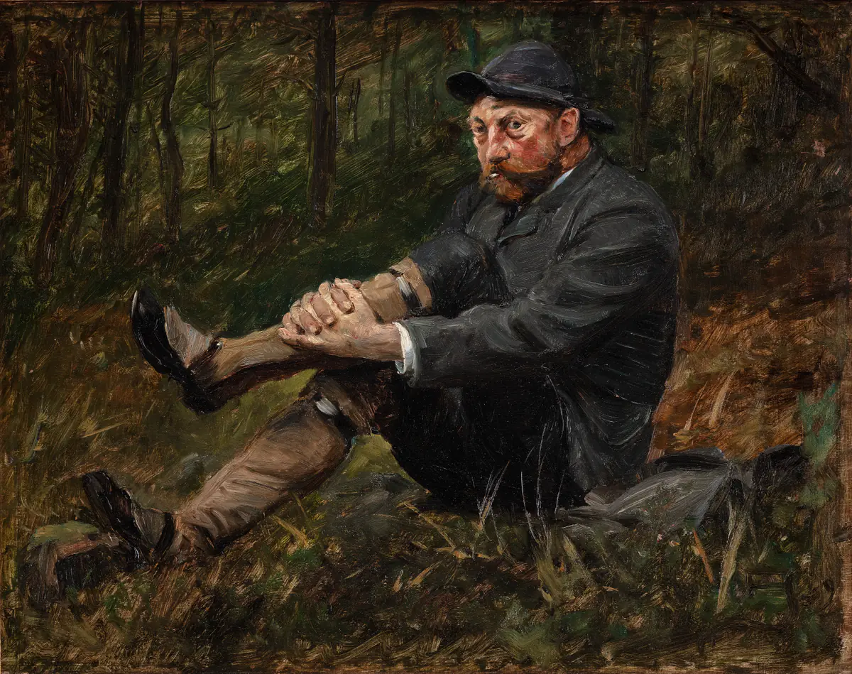 L'architecte Thorvald Bindesbøll dans une forêt d'épicéas à Kullen - August Jerndorff