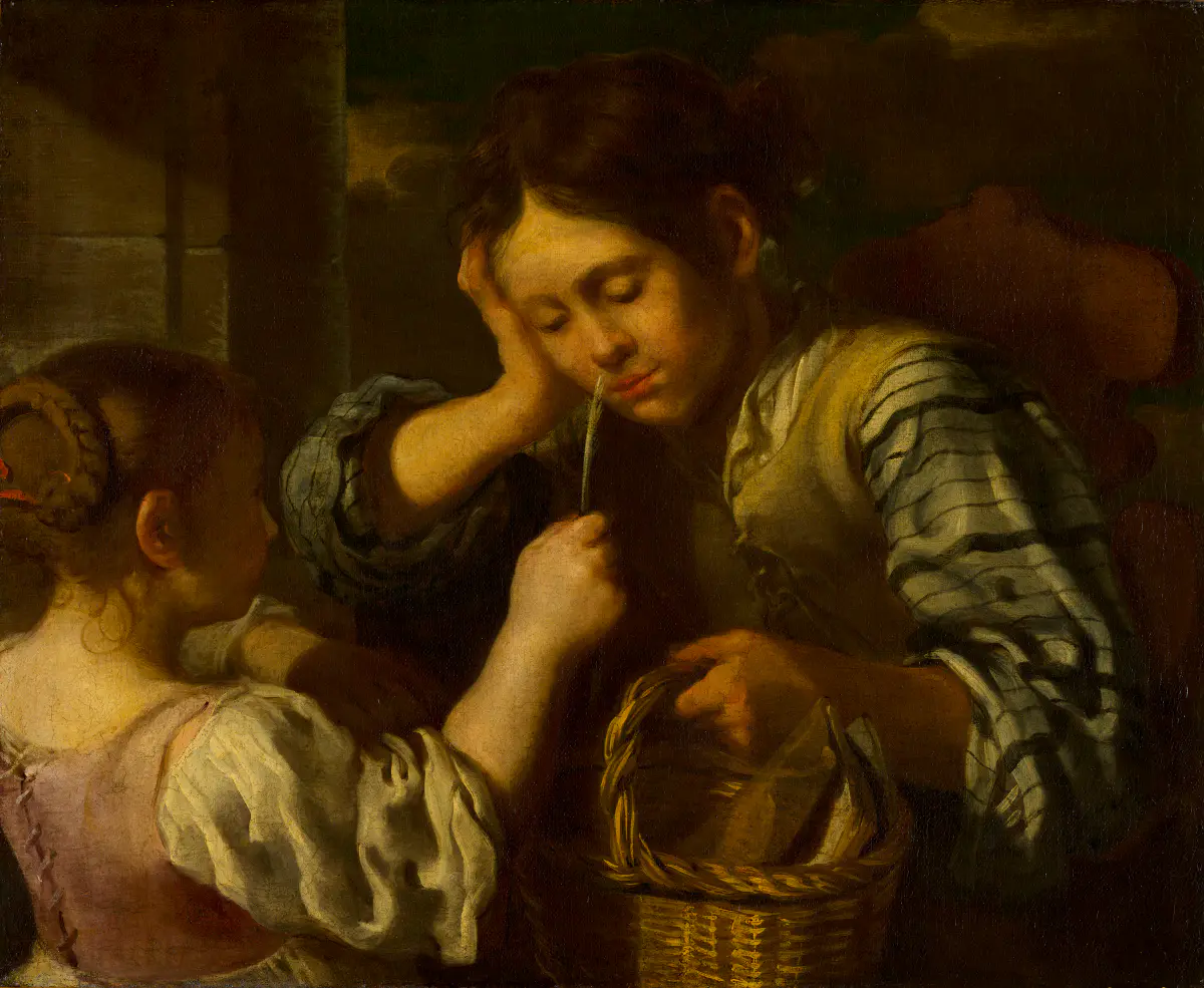 Fille taquinant un garçon - Bernhard Keil
