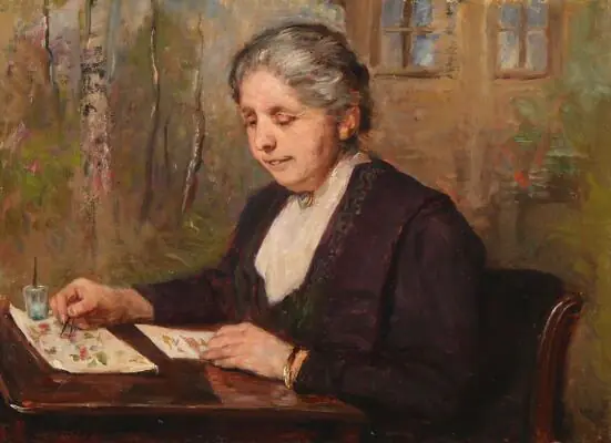 Augusta Dohlmann à sa table à dessin - Bertha Wegmann