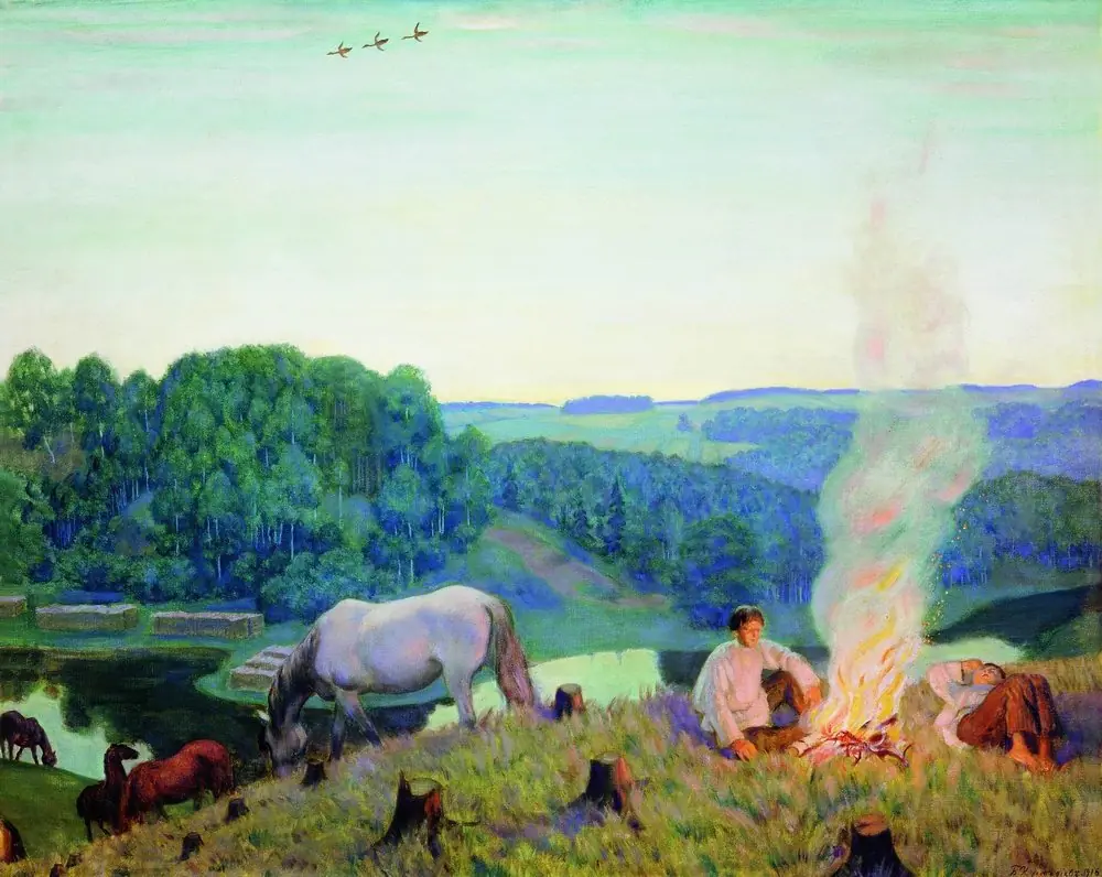 Le Feu de camp - Boris Kustodiev