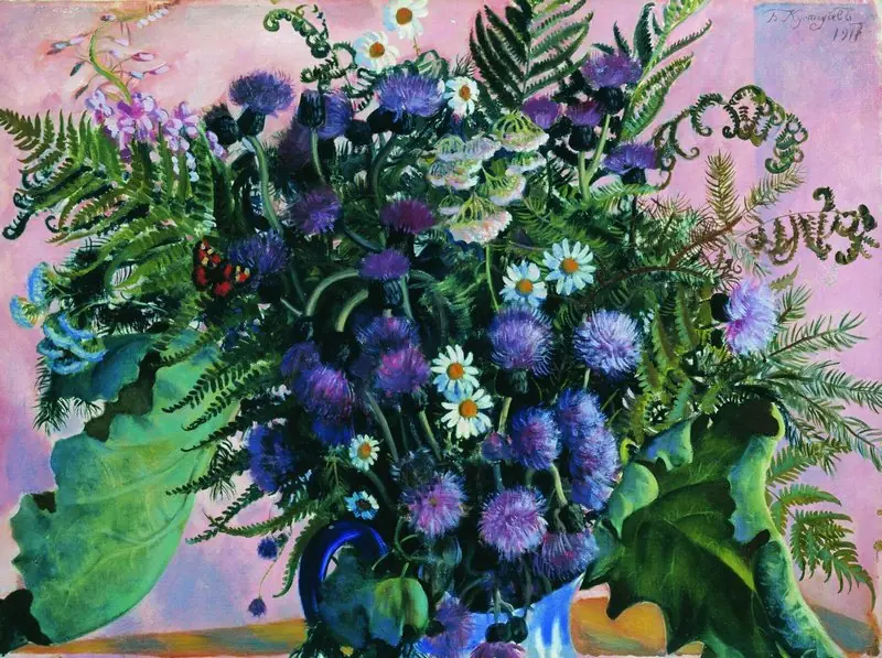 Fleurs, 1917 - Boris Kustodiev