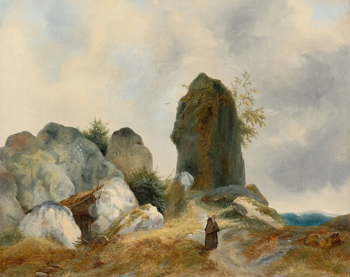 Ermite dans un paysage rocheux - Carl Blechen