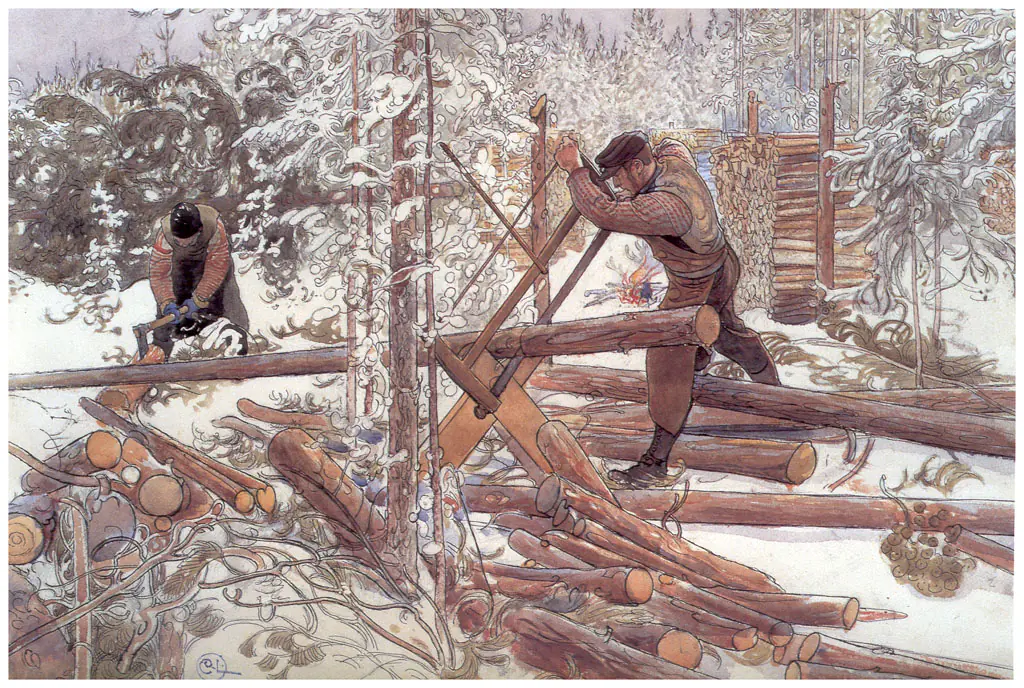 Les Bûcherons dans la forêt - Carl Larsson
