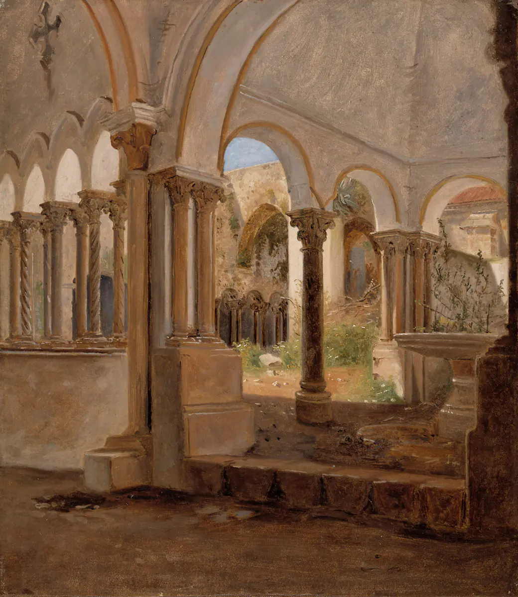 Une cour de monastère déserte - Constantin Hansen