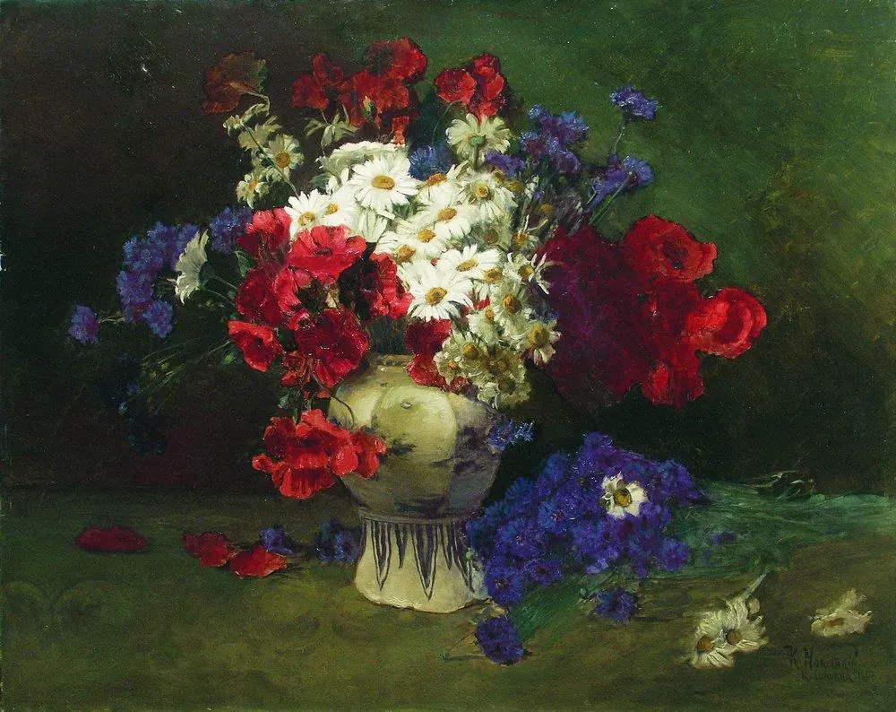 Bouquet de fleurs dans un vase - Constantin Makovski