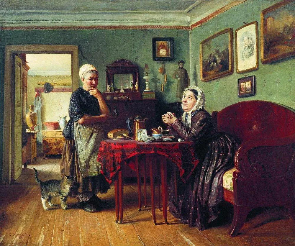 Conversation domestique - Constantin Makovski