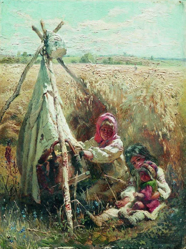 Enfants dans un champ - Constantin Makovski