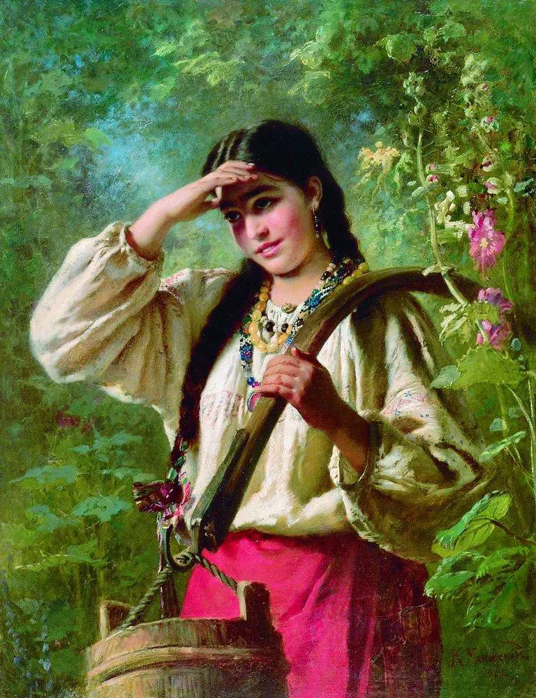 Fillette au joug - Constantin Makovski