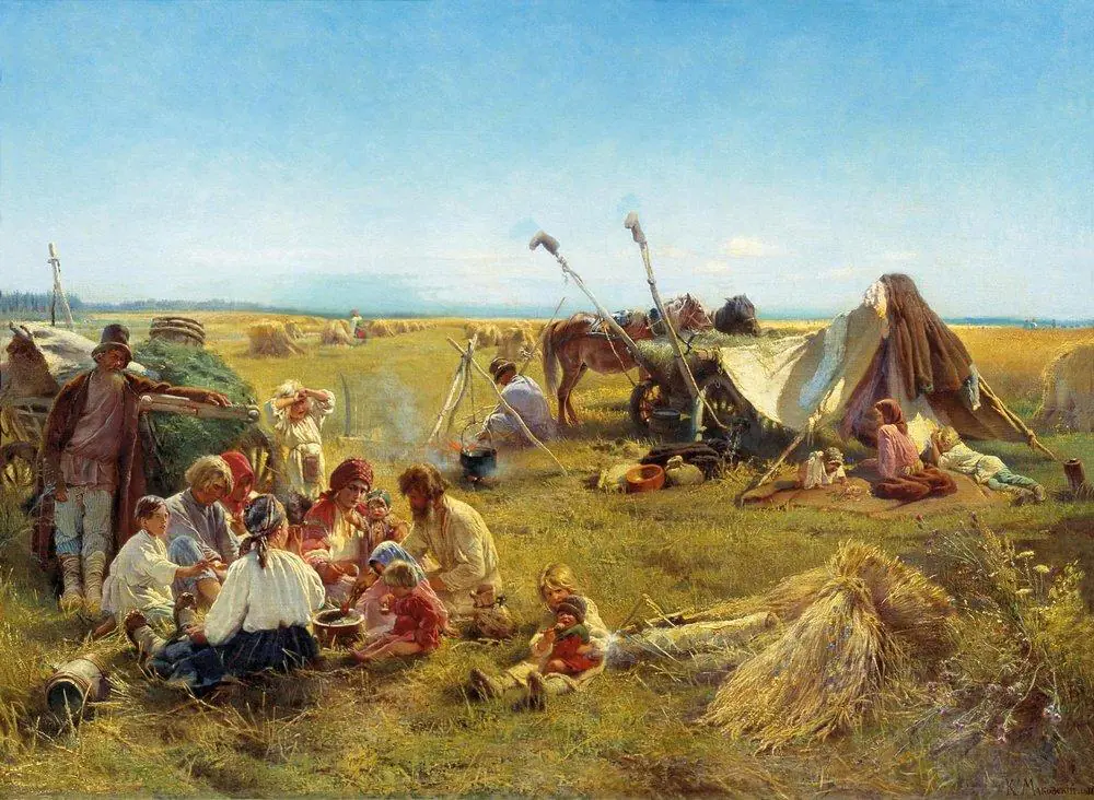Repas paysan pendant la moisson - Constantin Makovski