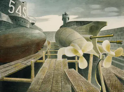 Sous-marins en cale sèche - Eric Ravilious