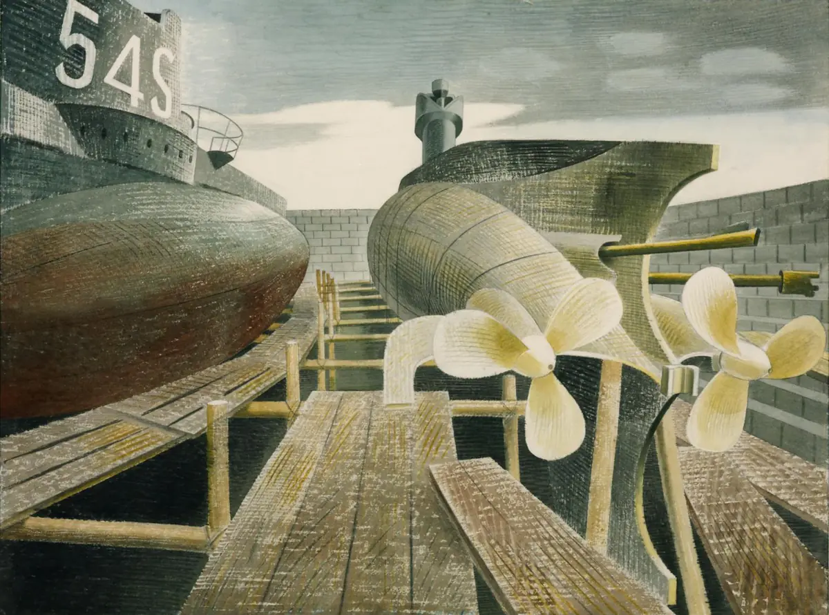 Sous-marins en cale sèche - Eric Ravilious