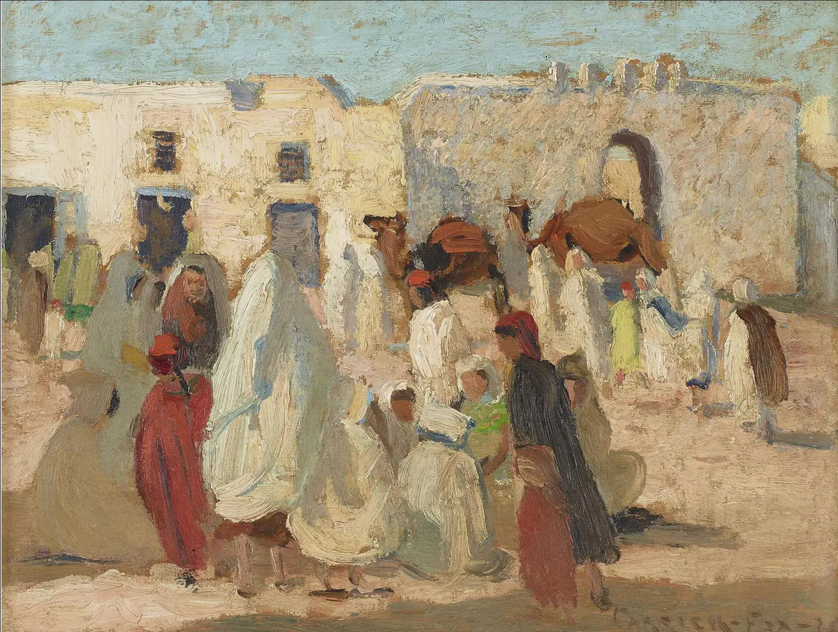 Scène de marché marocain - Ethel Carrick
