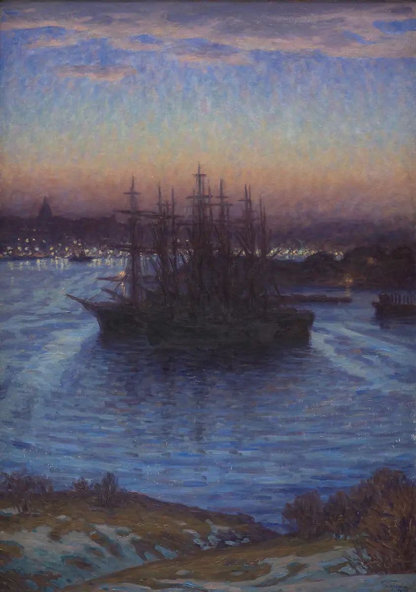 Bateaux à l'ancre. Hiver. - Eugen de Suède