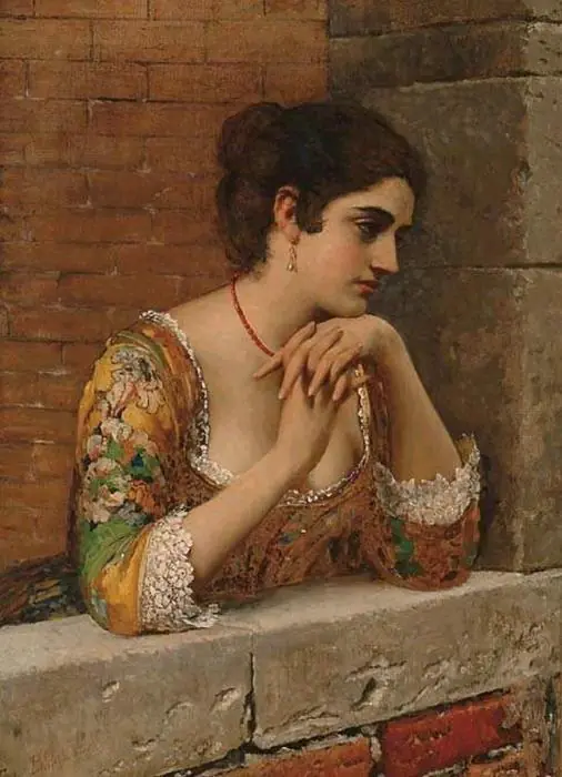 Beauté vénitienne au balcon - Eugène de Blaas