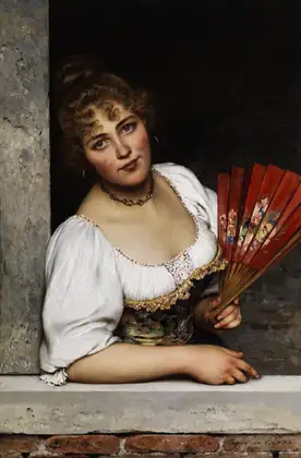 L’Éventail rouge - Eugène de Blaas