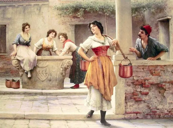 Flirt au puits - Eugène de Blaas