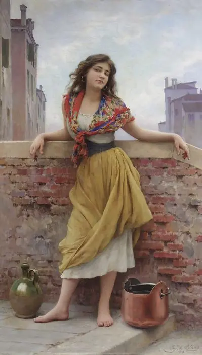 La Porteuse d’eau — au parapet - Eugène de Blaas