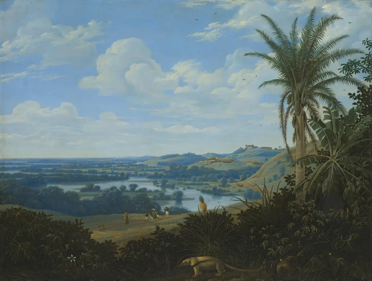 Paysage brésilien avec fourmilier - Frans Post