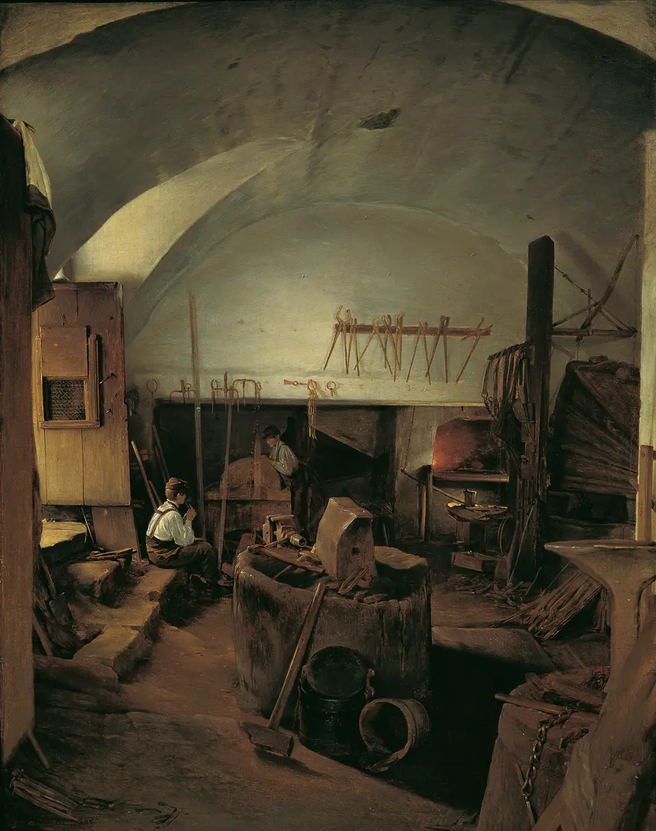 L'intérieur d'une forge - Franz Eybl