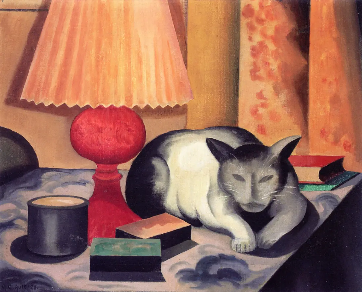 Chat et lampe - George Ault