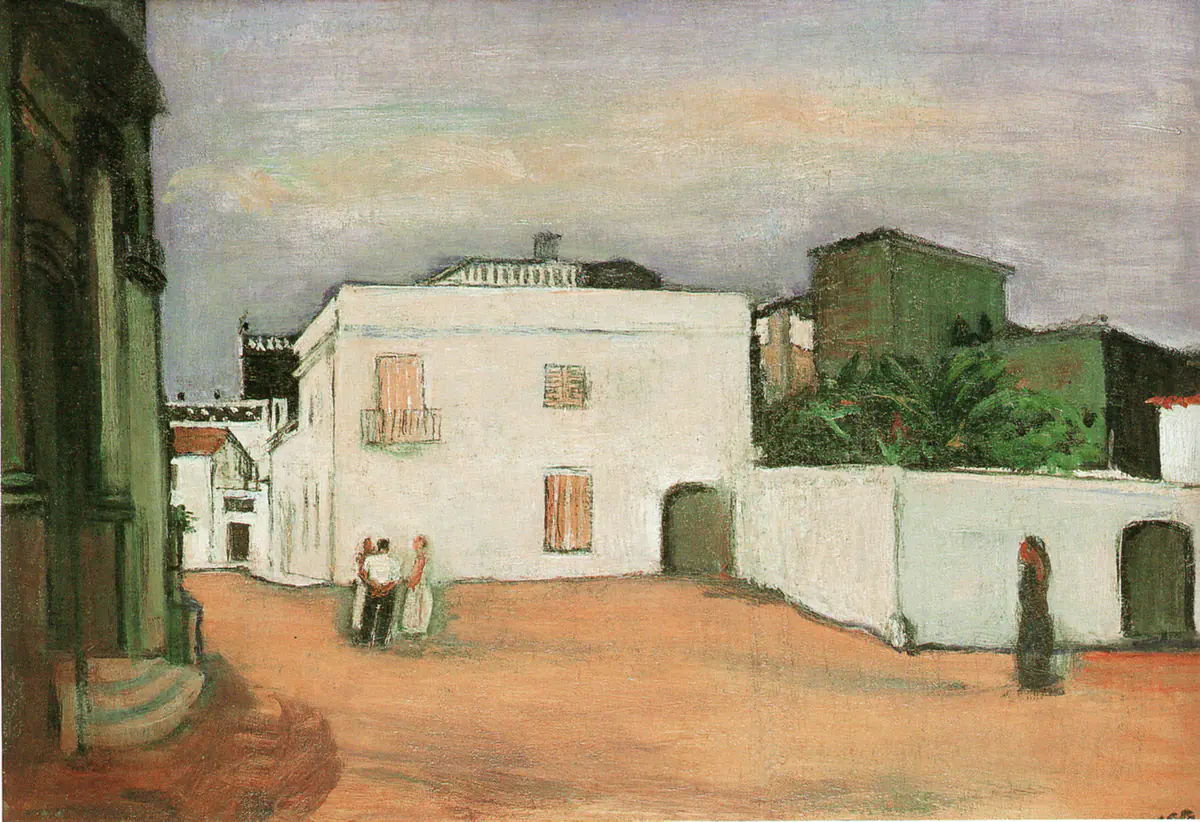 Devant l'Église de Tossa (Espagne) - Georges Kars
