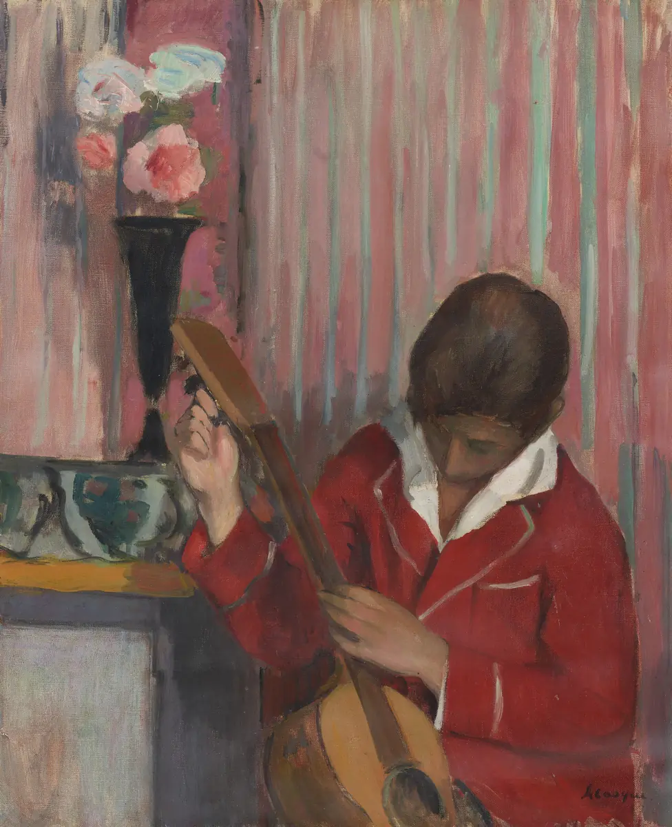 Pierre Lebasque jouant de la guitare - Henri Lebasque