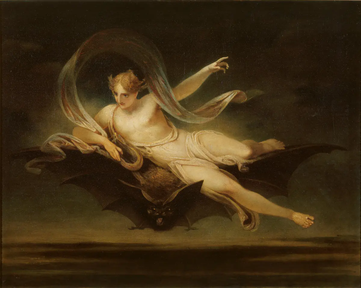 Ariel sur le dos d'une chauve-souris - Henry Singleton