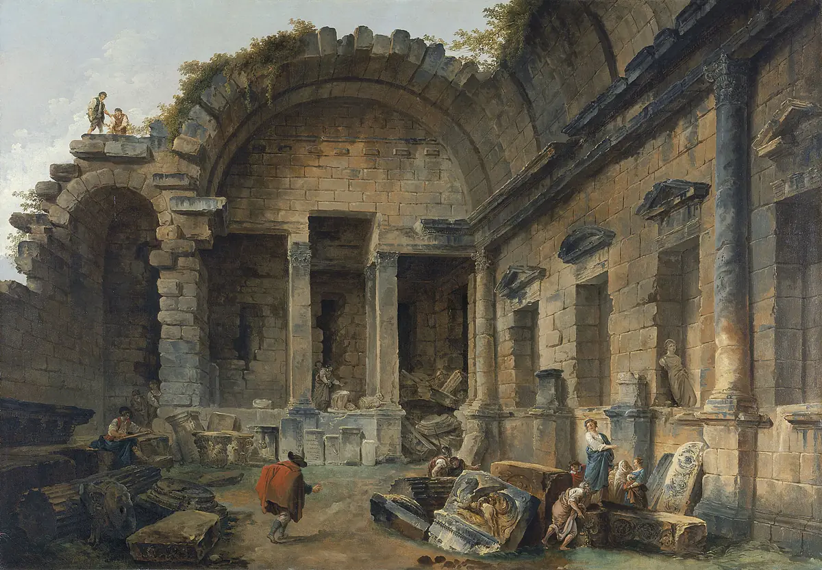Intérieur du temple de Diane à Nîmes - Hubert Robert