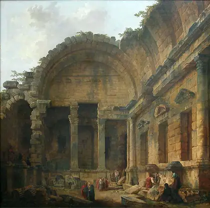 Intérieur du temple de Diane à Nîmes, version de 1786 - Hubert Robert